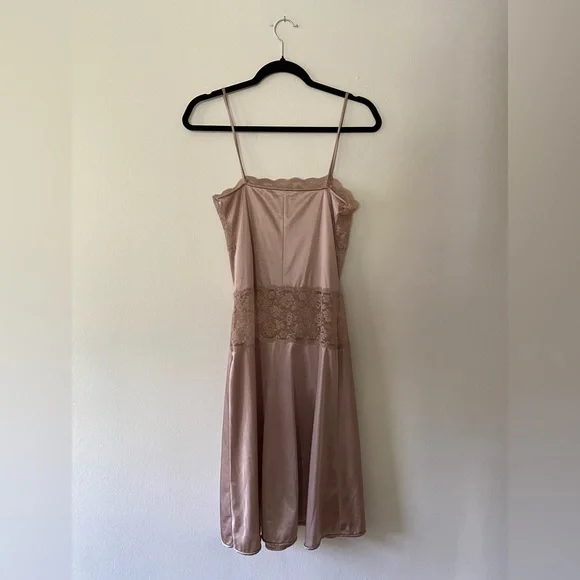 Vintage 1970s Diane Vin Furstenberg Mauve Lace Boho Slip XS romantic - Picture 4 of 10